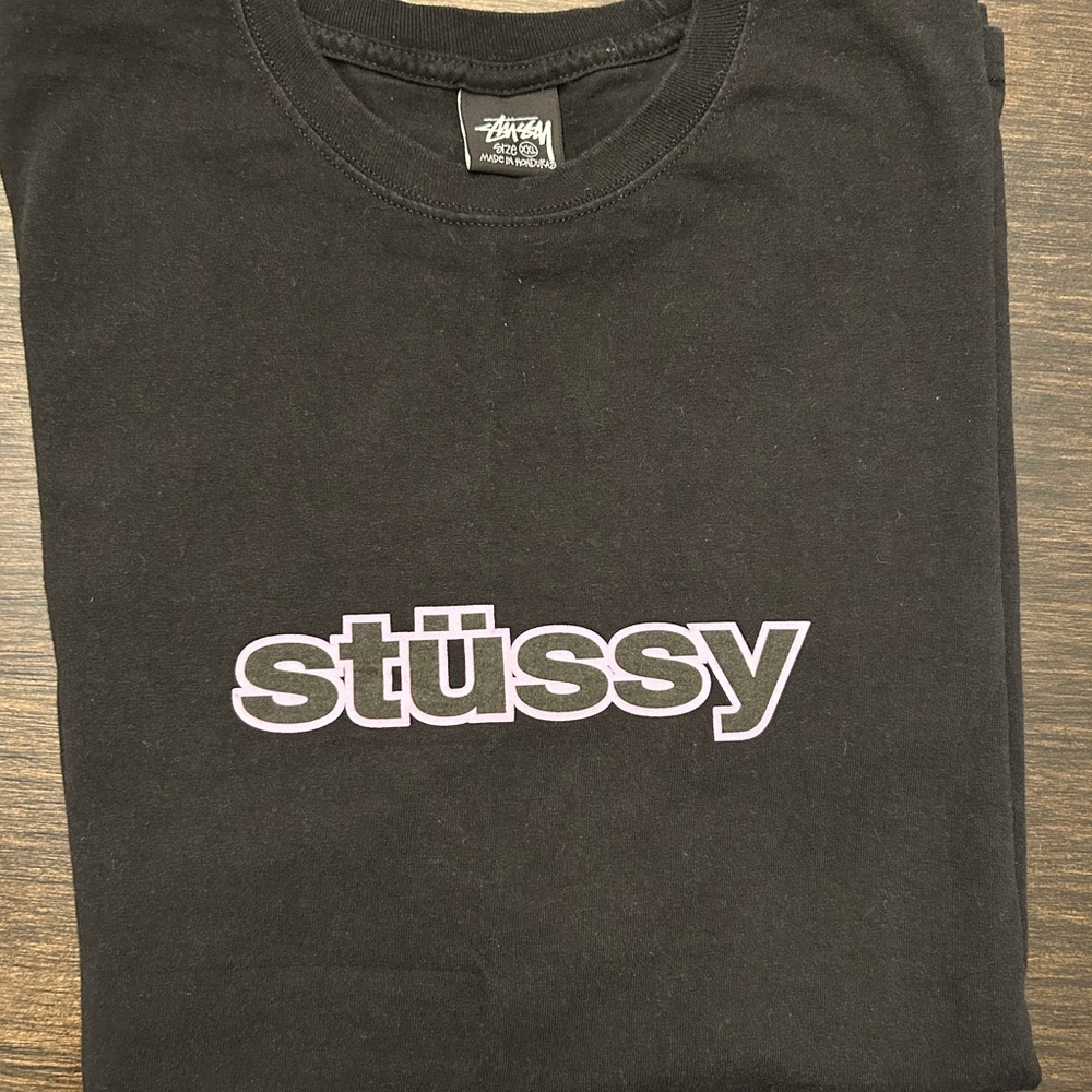 Stussy Black Tee with Purple Logo